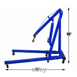 1 Tonne D'atelier Hydraulique Mobile Crane De Moteur Stand Pliant Hoist Lift Jack Blue