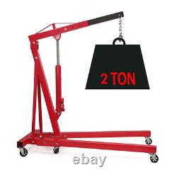 2ton Hydraulique De Pliage Moteur Crane Hoist Lift Stand Workshop Mobile 2000kg Charge