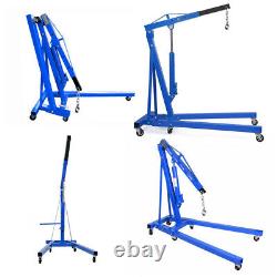 2ton Hydraulique Pliant Moteur Crane Hoist Lift Stand 2000kg Garage Atelier Bleu