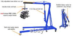 2ton Hydraulique Pliant Moteur Mobile Crane Hoist Lift Stand Jack Castor Workshop