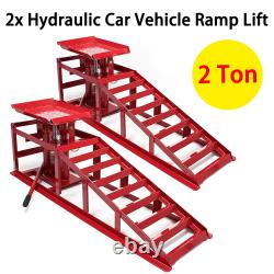 2x Auto Ramps Lift 2 Ton Hydraulique Lift Jack Hauteur Réglable Garage Outil Royaume-uni