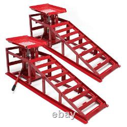 2x Rampes De Voiture Lift 2 Ton Hydraulique Lifting Jack Heavy Duty Red Workshop Garage Royaume-uni