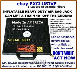 Mattjack 22 Ton Lift Capacity Heavy Duty New Air Bag Jack 5 Couches Fibres D’aramid