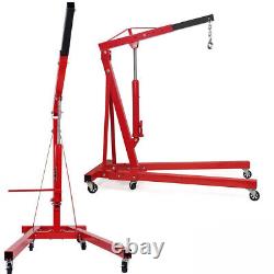 Red Folding Hydraulique 2 Ton Crane Stand Hoist Lift Jack Workshop Garage