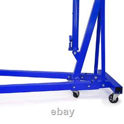 Support de grue pliante hydraulique bleue avec cric de levage à roues pour atelier d'une tonne