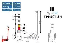 Tyreon Tph50t-3h Air Hydraulique Jack 50tons Lift 20.2-65.1cm 3 Stage Telecopic