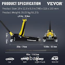 VEVOR 3 Ton Bas Profile Aluminium Acier Racing Cric de Levage à Double Pompe Voiture Auto